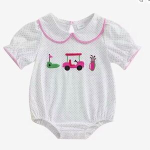 New Baby Girl’s Romper with Pink Golf Cart Design 6-12 months